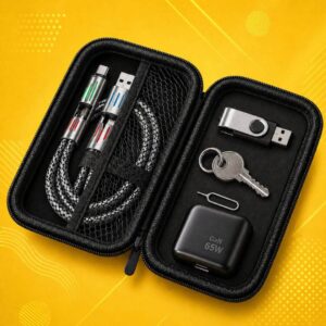 Premium EVA Hard Case Organizer for (Earphone, Fast Charger & USB Cable)