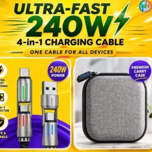 🔥 240W Super Fast Charging Combo Set ⚡ Cable + Premium EVA Carry Case